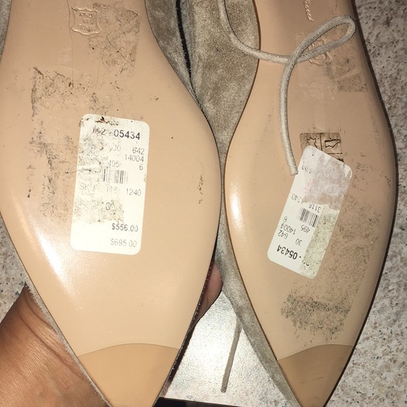 GIANVITO ROSSI TAN SUEDE EUC ANKLE TIE UP BALLET FLATS SIZE 40 - Picture 8 of 10